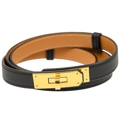 Hermès Kelly Belt 18 Black Epsom GHW