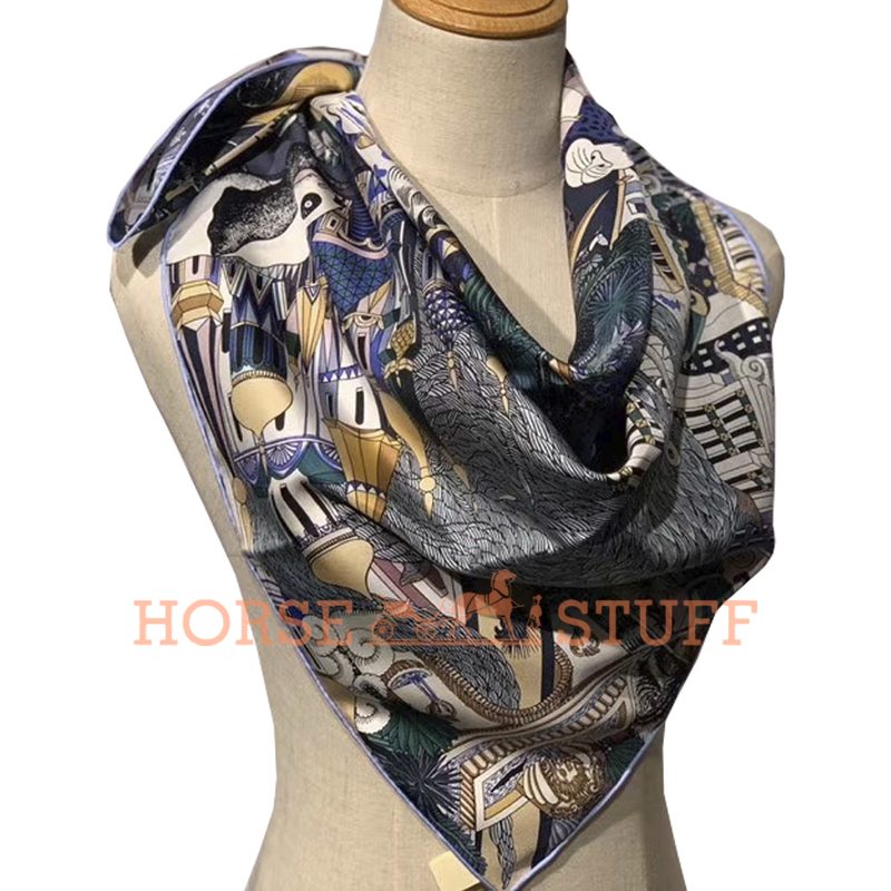 Hermès Scarf Animapolis 90 Blue