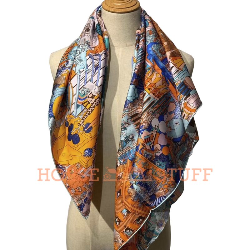 Hermès Scarf Animapolis 90 Orange