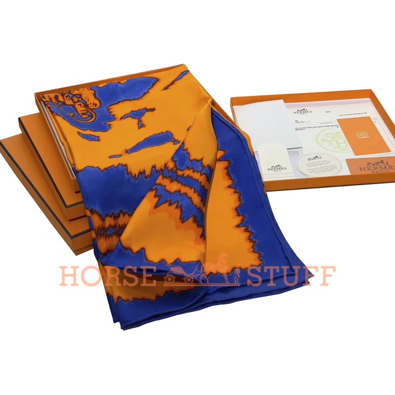 Hermès Scarf Brides de Gala Shadow Wash 90 Blue / Orange