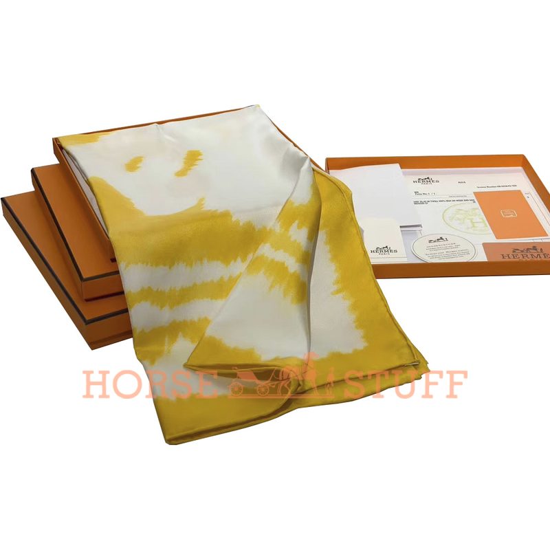 Hermès Scarf Brides de Gala Shadow Wash 90 Yellow / White