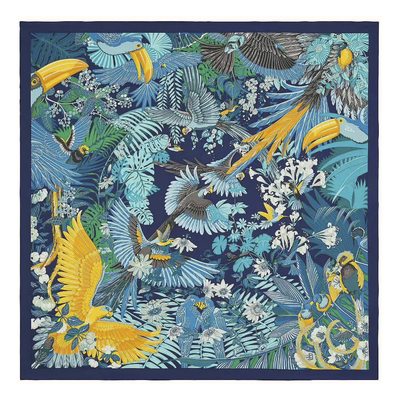 Платок Hermès Carnaval des Oiseaux 90 Blue