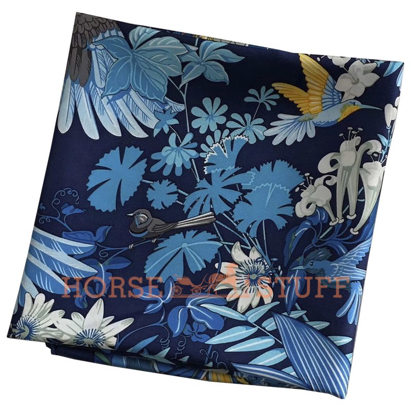 Hermès Scarf Carnaval des Oiseaux 90 Blue