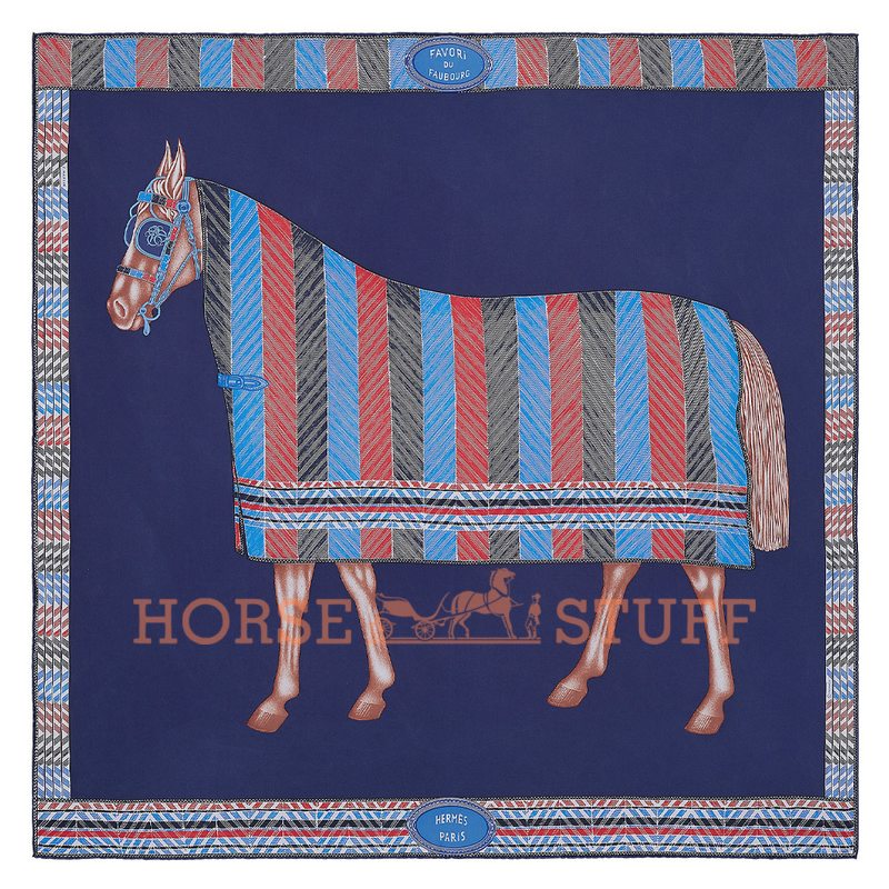 Hermès Scarf Favori du Faubourg 90 Blue