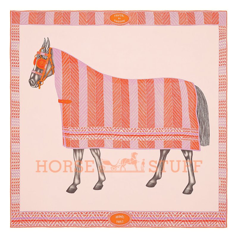 Hermès Scarf Favori du Faubourg 90 Coral