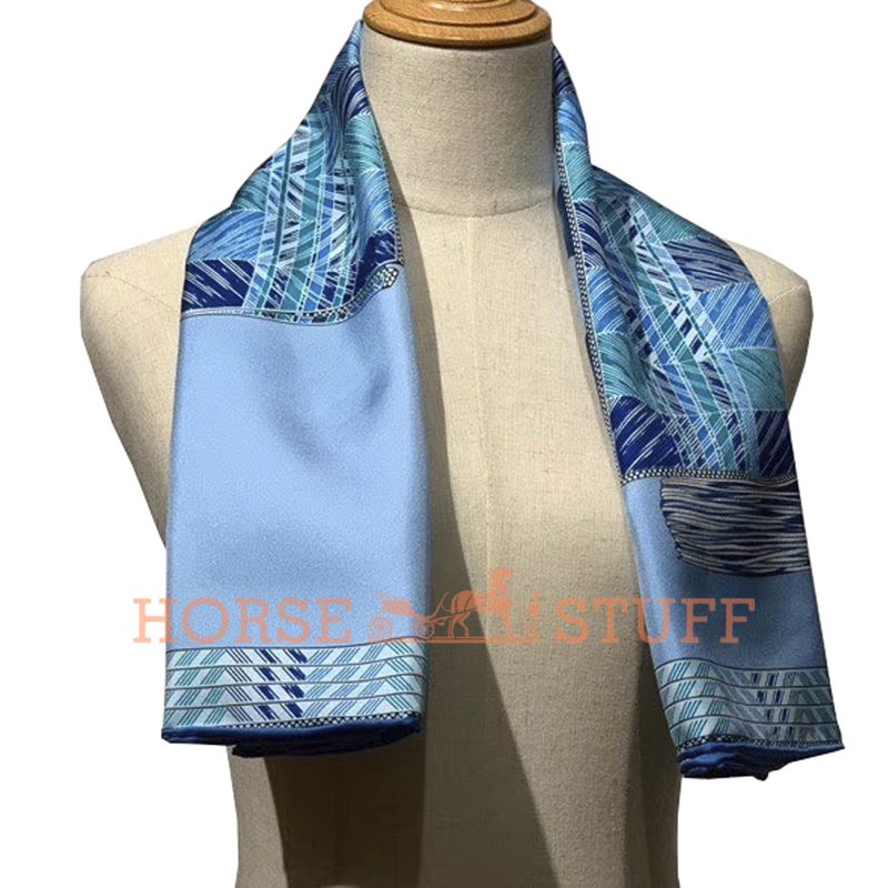 Hermès Scarf Favori du Faubourg 90 Light Blue