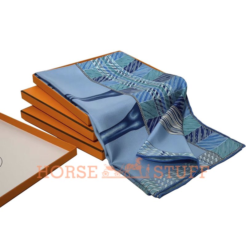 Hermès Scarf Favori du Faubourg 90 Light Blue