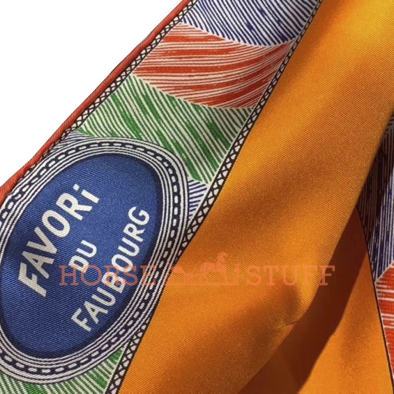 Hermès Scarf Favori du Faubourg 90 Orange