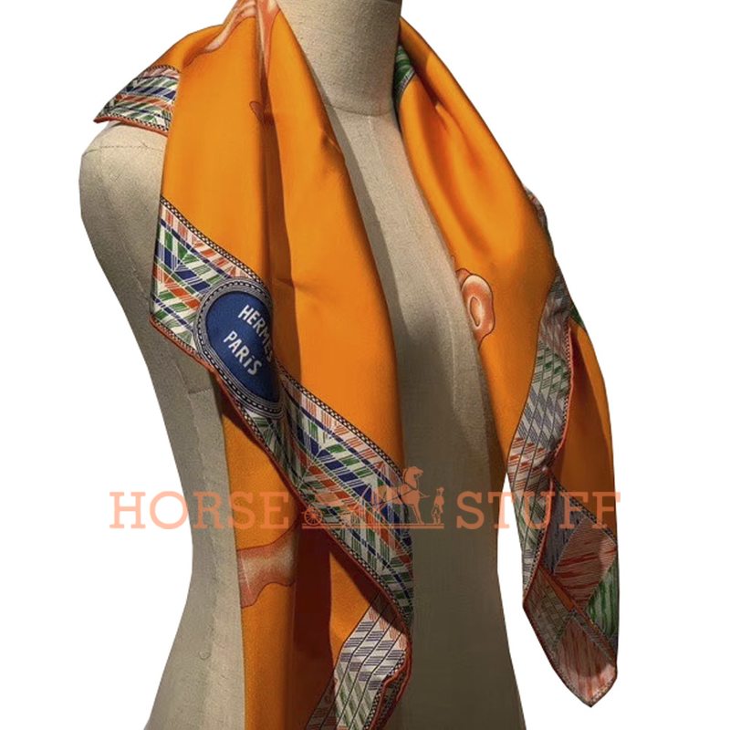 Hermès Scarf Favori du Faubourg 90 Orange