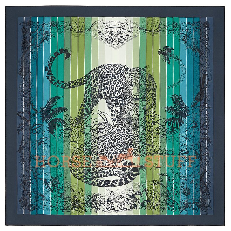 Hermès Scarf Jungle Love Rainbow 90 Green