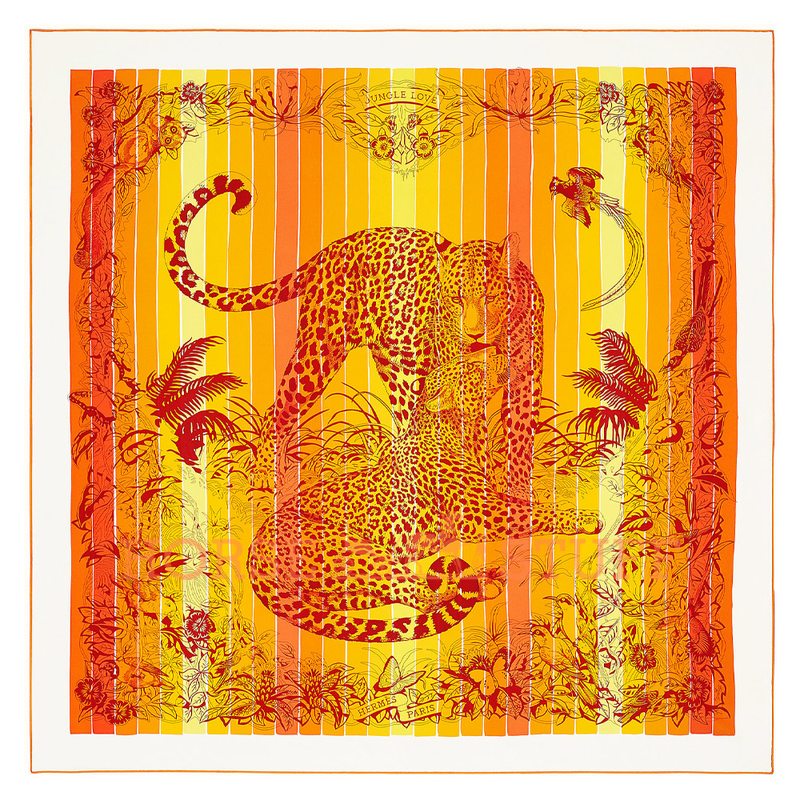 Hermès Scarf Jungle Love Rainbow 90 Orange