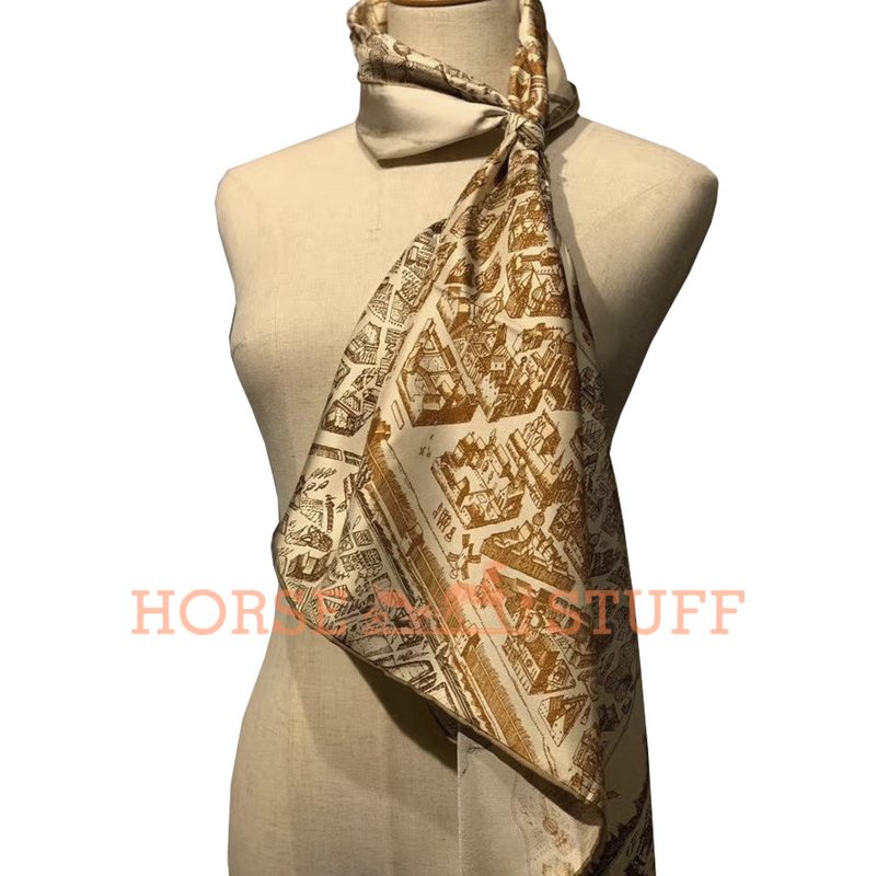 Hermès Scarf La Cite Cavaliere 90 Brown