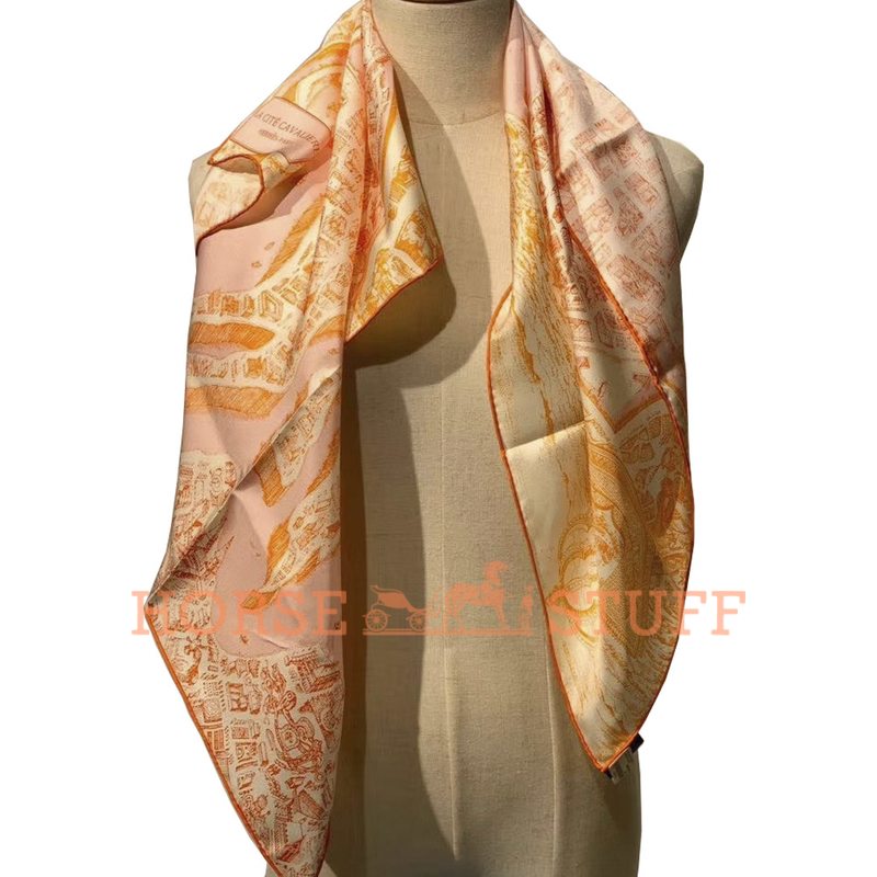 Hermès Scarf La Cite Cavaliere 90 Coral