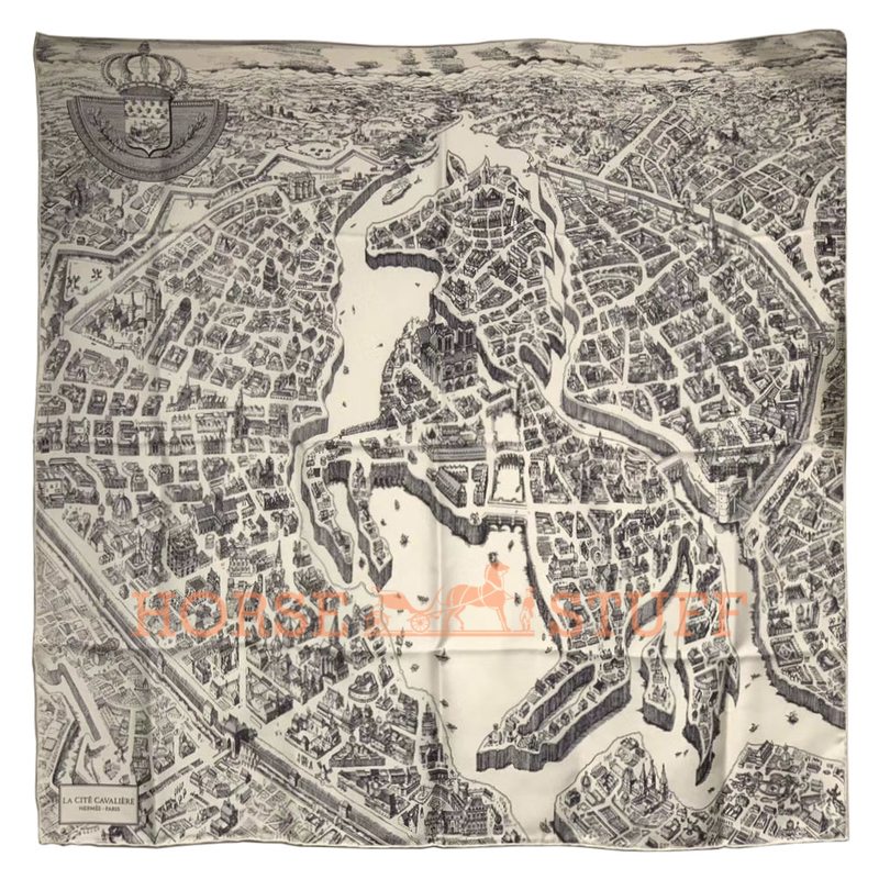 Hermès Scarf La Cite Cavaliere 90 Grey