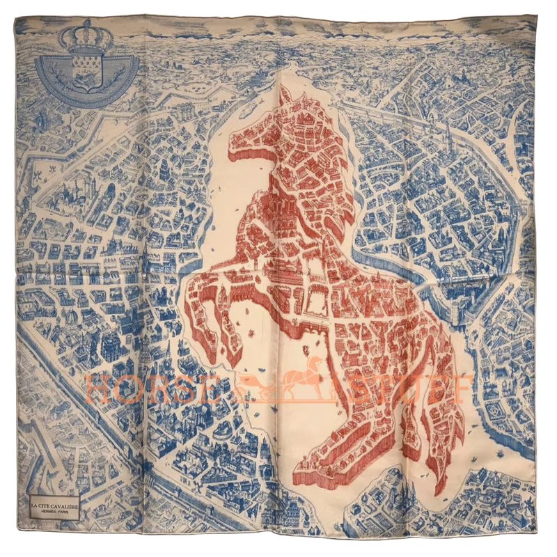 Hermès Scarf La Cite Cavaliere 90 Red