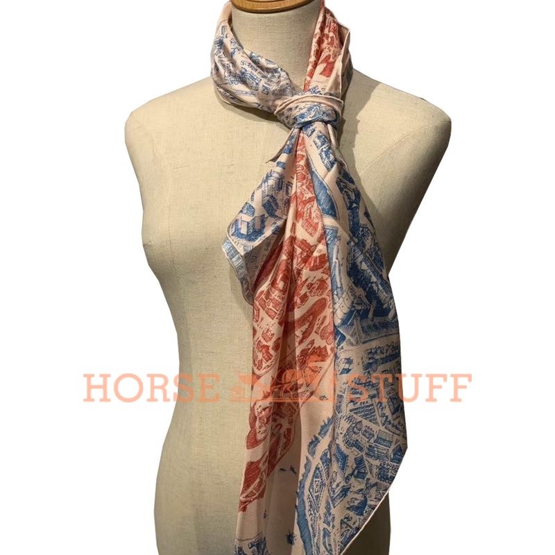 Hermès Scarf La Cite Cavaliere 90 Red