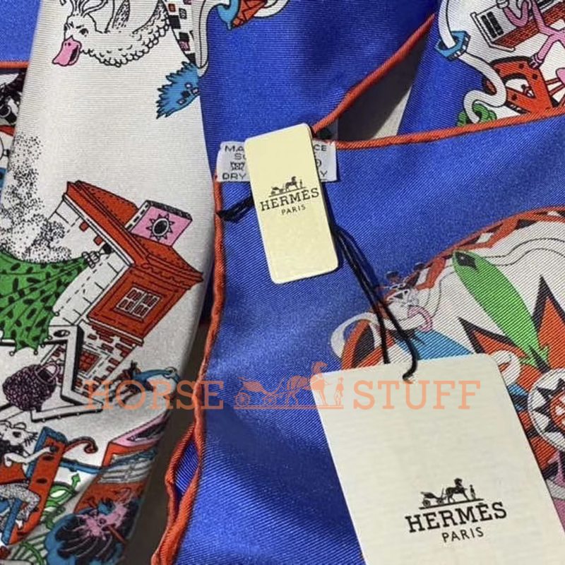 Hermès Scarf La Folle Parade 90 Blue