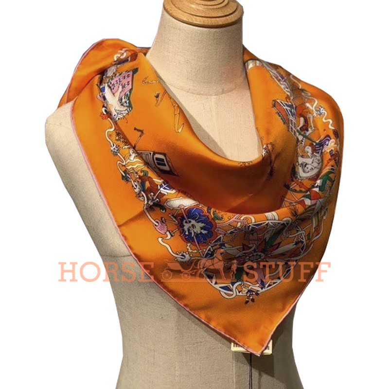 Hermès Scarf La Folle Parade 90 Orange