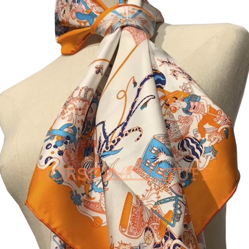 Hermès Scarf La Folle Parade 90 White