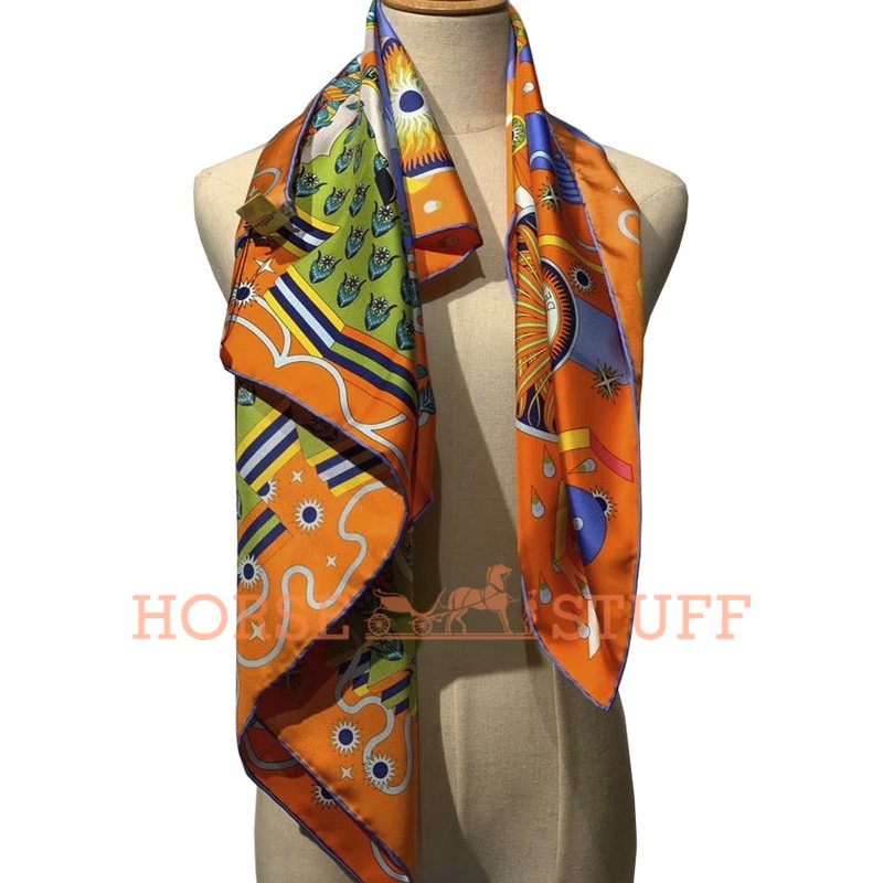 Hermès Scarf La Source de Pegase 90 Orange