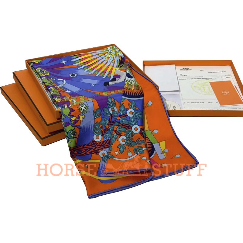 Hermès Scarf La Source de Pegase 90 Orange