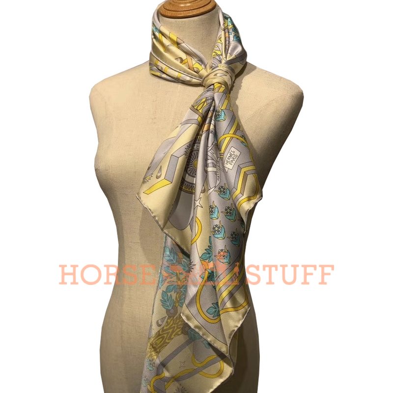 Hermès Scarf La Source de Pegase 90 Yellow