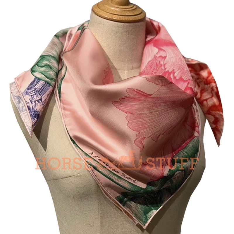 Hermès Scarf A l'Ombre des Pivoines 90 Pink