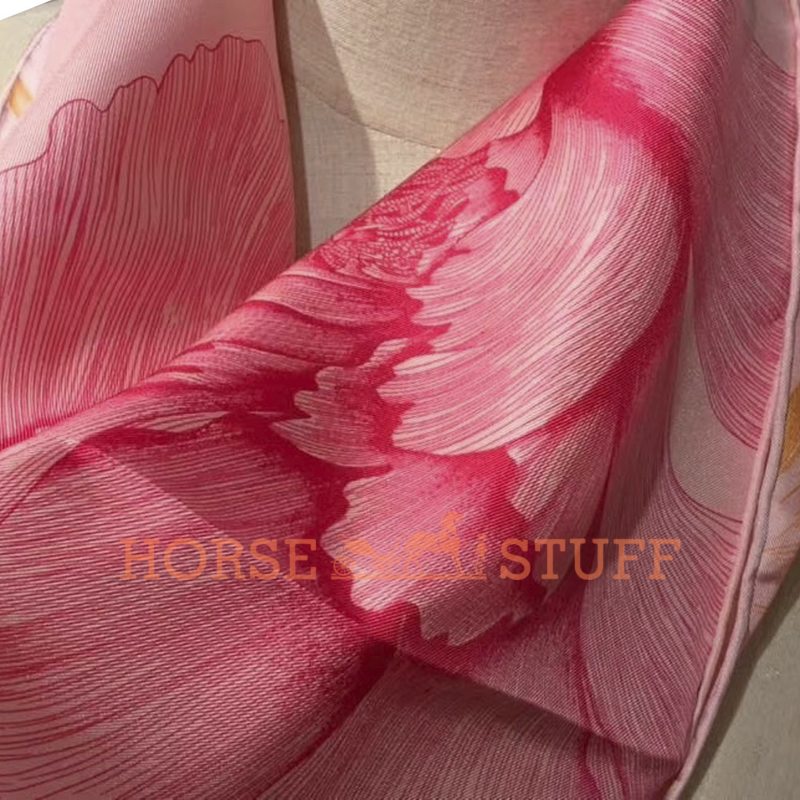 Hermès Scarf A l'Ombre des Pivoines 90 Pink