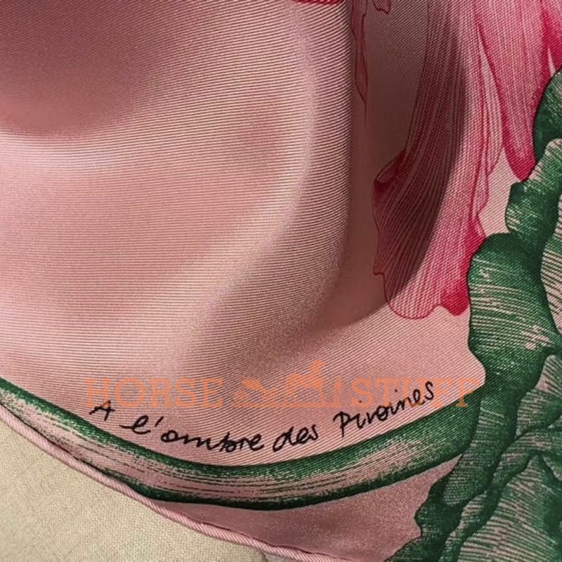 Hermès Scarf A l'Ombre des Pivoines 90 Pink