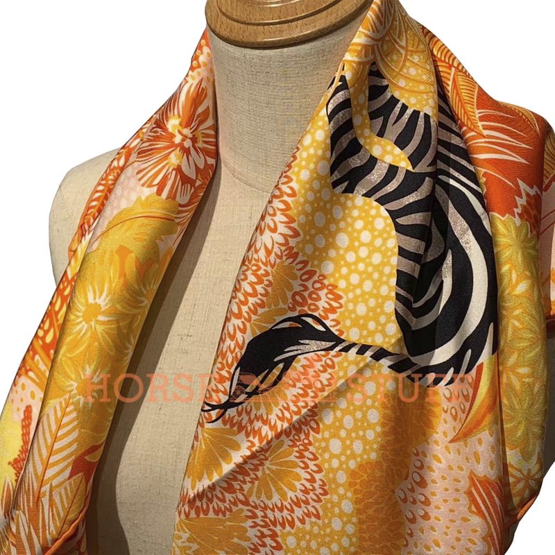 Hermès Scarf Mountain Zebra 90 Orange