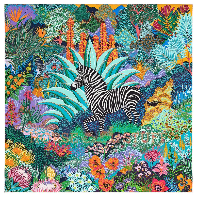 Hermès Scarf Mountain Zebra 90 Turquoise