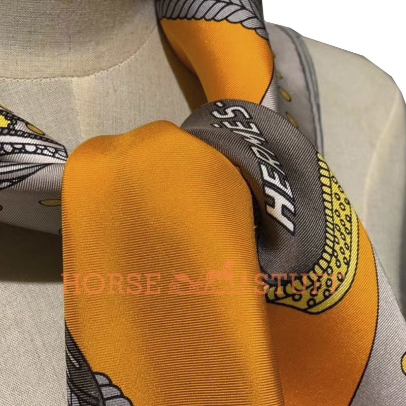 Hermès Scarf Selle de Dignitaire 90 Grey