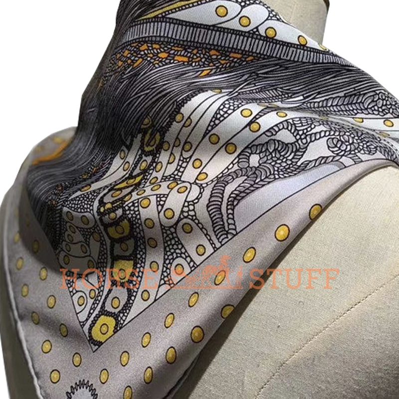 Hermès Scarf Selle de Dignitaire 90 Grey