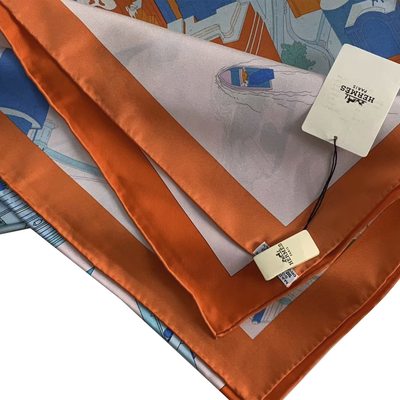 Платок Hermès The Battery New-York 90 Orange