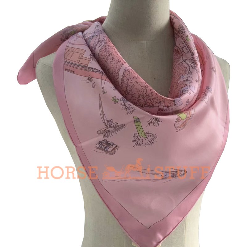 Hermès Scarf The Battery New-York 90 Pink