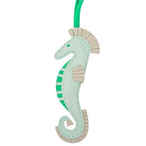 Hermès Seahorse Charm Vert Fizz / Vert Comics / Beton Milo Lambskin