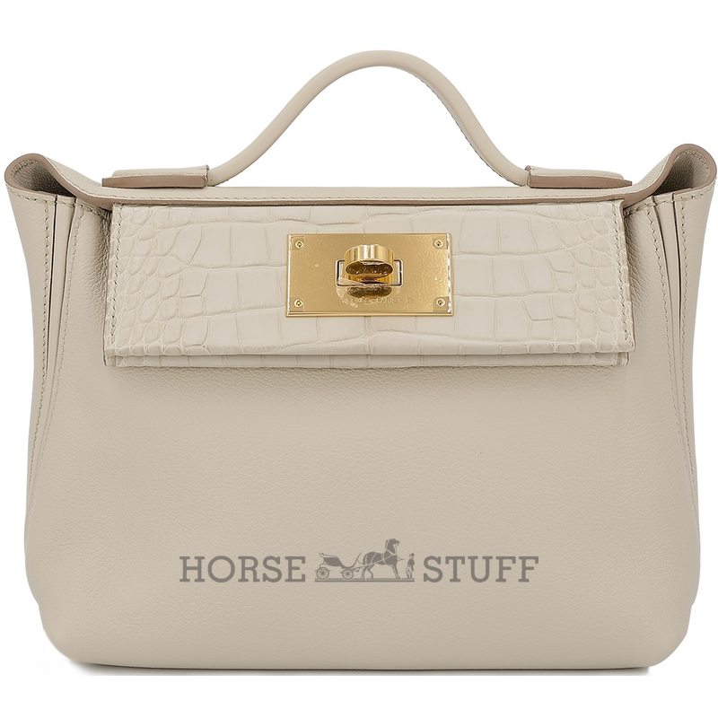 Hermès 24/24 Mini ( 21 ) Touch Beton Evercolor / Matte Crocodile Alligator GHW
