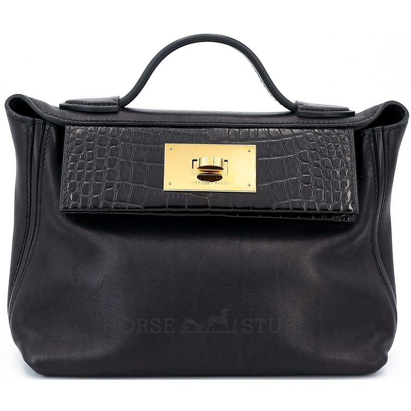 Hermès 24/24 Mini ( 21 ) Touch Black Swift / Matte Crocodile Alligator GHW