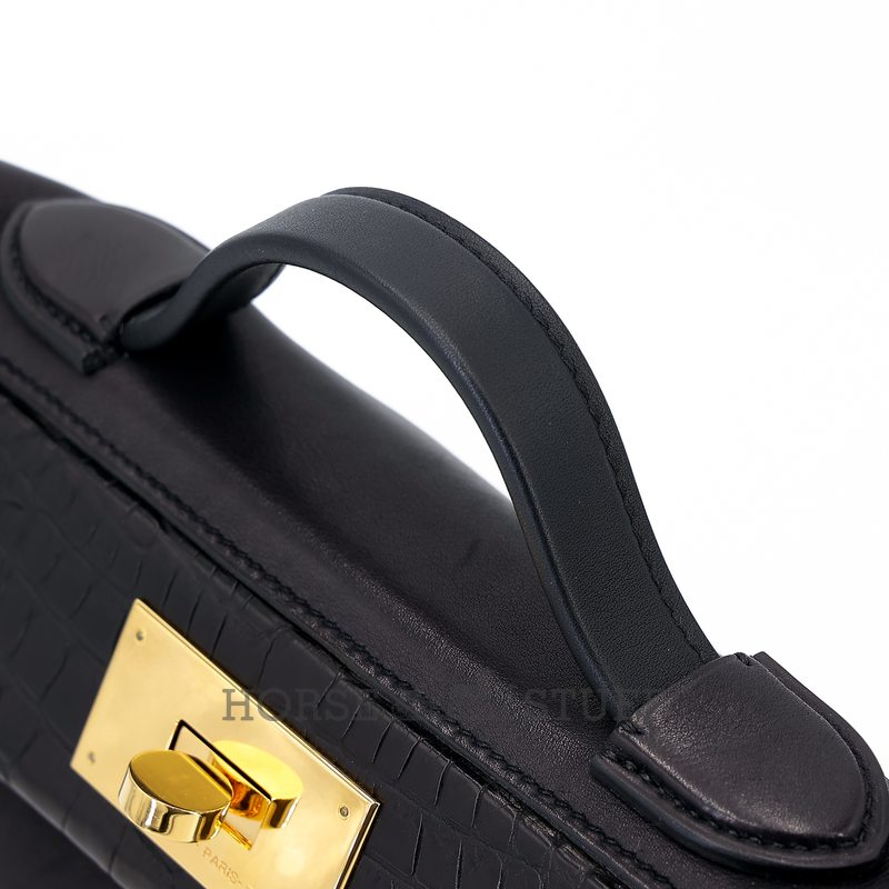 Hermès 24/24 Mini ( 21 ) Touch Black Swift / Matte Crocodile Alligator GHW