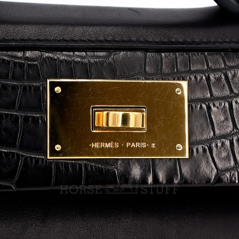 Hermès 24/24 Mini ( 21 ) Touch Black Swift / Matte Crocodile Alligator GHW
