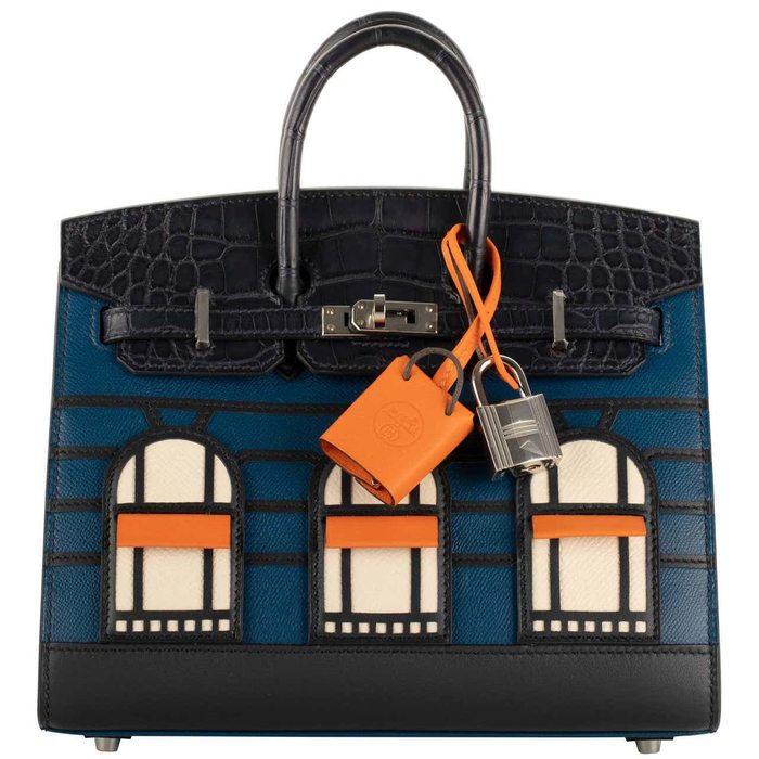 Hermès Birkin 20 Sellier Faubourg Blue Madame, Crocodile, Epsom
