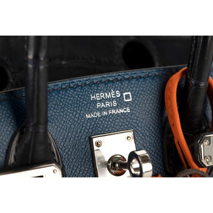 Hermès Birkin 20 Sellier Faubourg Blue Madame, Crocodile, Epsom, Sombrero  Bag For Sale at 1stDibs