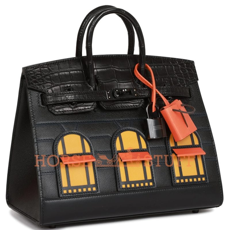 Hermès Birkin Sellier 20 Limited Edition Super Rare Faubourg ( House ) So Black Veau Madame / Epsom / Sombrero / Swift / Matte Crocodile Alligator PVD (Black)