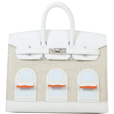 Hermès Birkin Sellier 20 Limited Edition Super Rare Faubourg ( House ) Snowy White Clemence / Matte Crocodile Alligator / Sombrero / Chèvre PHW