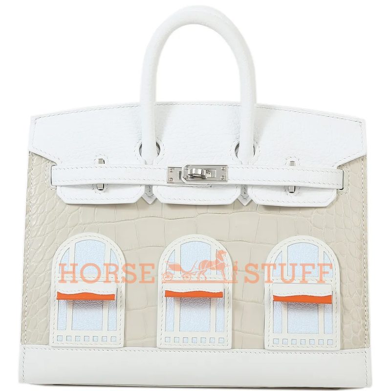 Hermès Birkin Sellier 20 Limited Edition Super Rare Faubourg ( House ) Snowy White Clemence / Matte Crocodile Alligator / Sombrero / Chèvre PHW