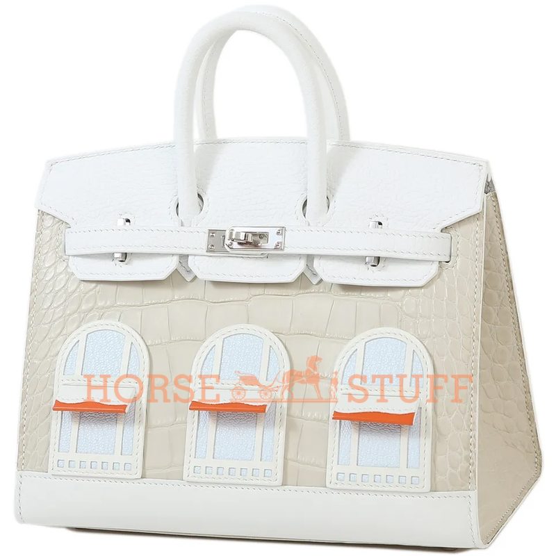 Hermès Birkin Sellier 20 Limited Edition Super Rare Faubourg ( House ) Snowy White Clemence / Matte Crocodile Alligator / Sombrero / Chèvre PHW