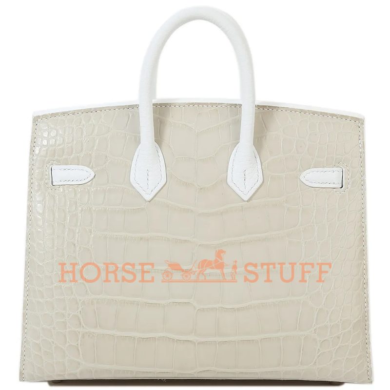 Hermès Birkin Sellier 20 Limited Edition Super Rare Faubourg ( House ) Snowy White Clemence / Matte Crocodile Alligator / Sombrero / Chèvre PHW