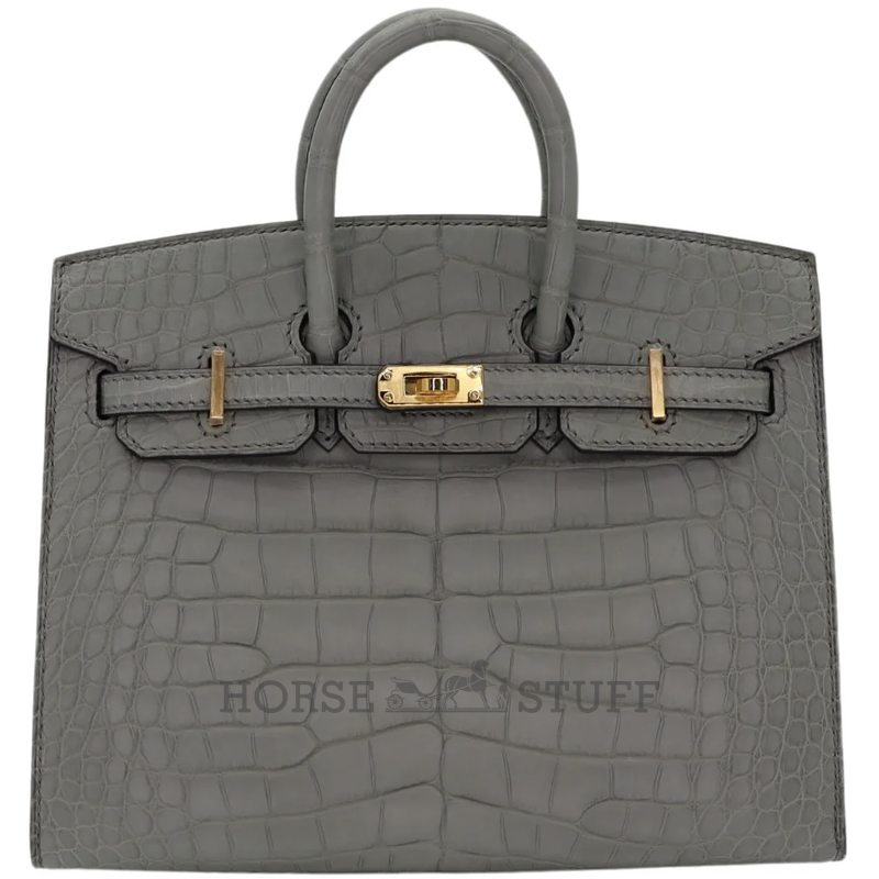 Hermès Birkin Sellier 20 Gris Ciment Matte Crocodile Alligator GHW