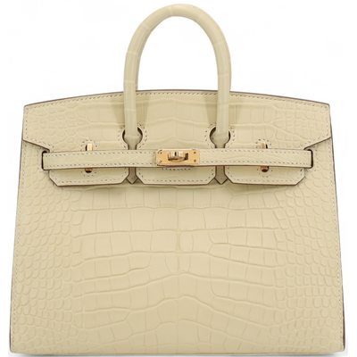 Hermès Birkin Sellier 20 Vanilla Matte Crocodile Alligator GHW