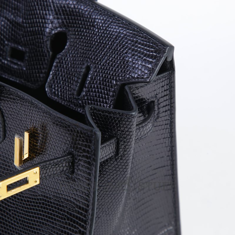 Hermès Birkin Sellier 20 Black Shiny Niloticus Lizard GHW